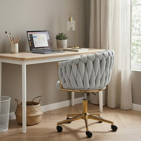 Fotel biurowy krzesło obrotowe regulowane welurowe szare