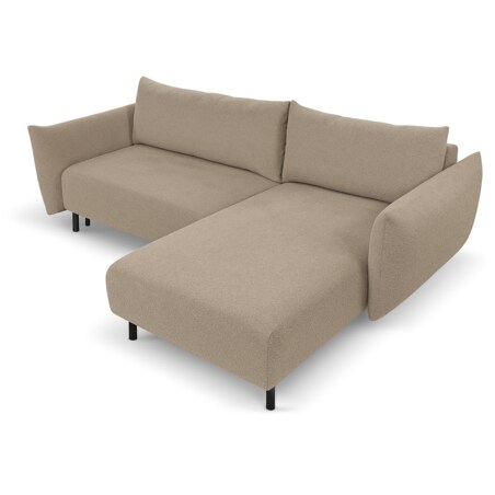 Narożnik DELI z funkcją spania na nóżkach, prawostronny, jasnobrązowy