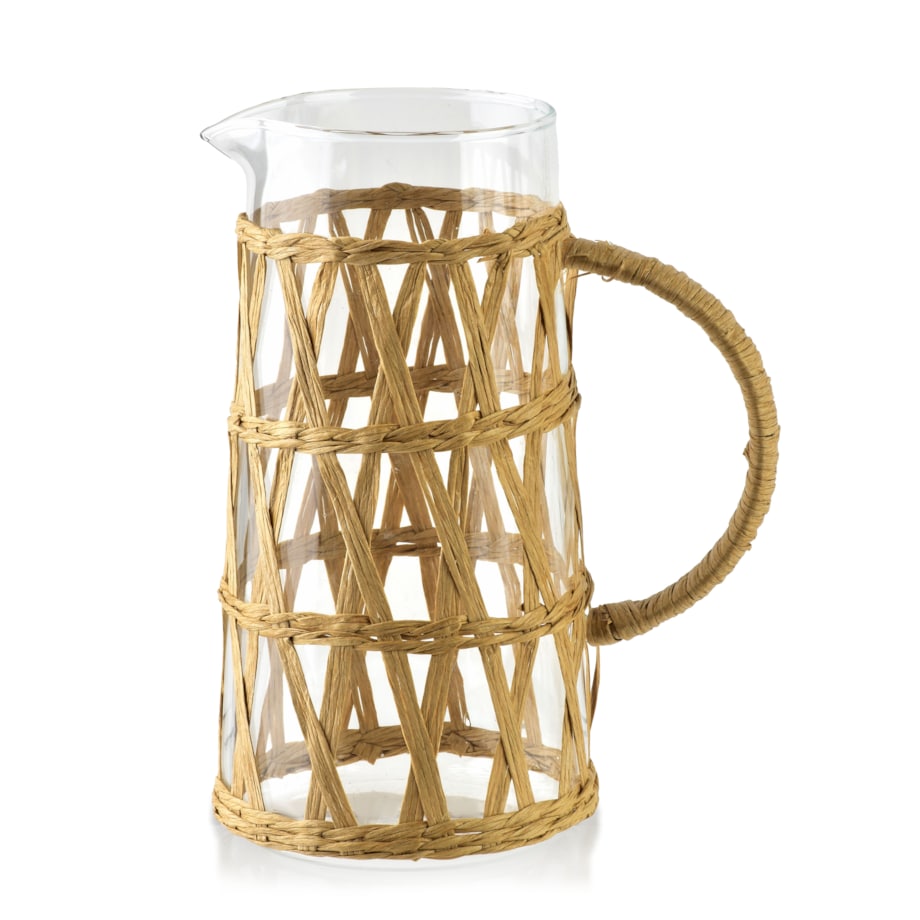 MODERN KITCHEN Dzbanek szklany 1.1L 10x8x19.5cm w oplocie boho