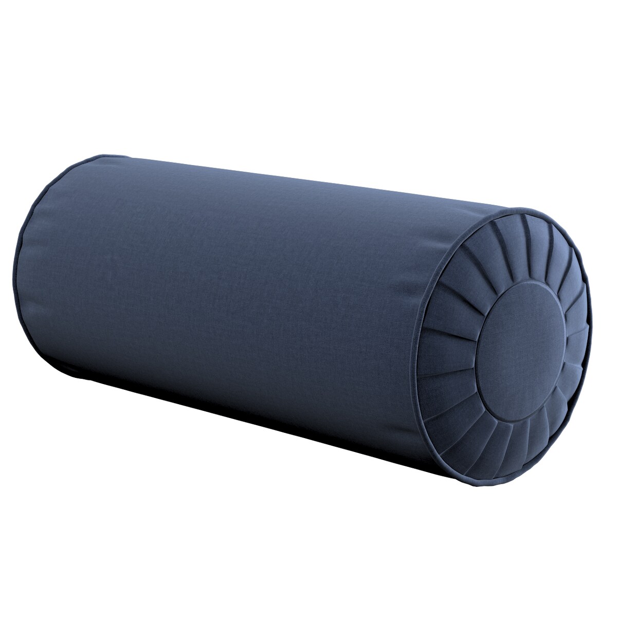 Poduszka wałek z zakładkami, granatowy welwet, Ø20 x 50 cm, Ingrid