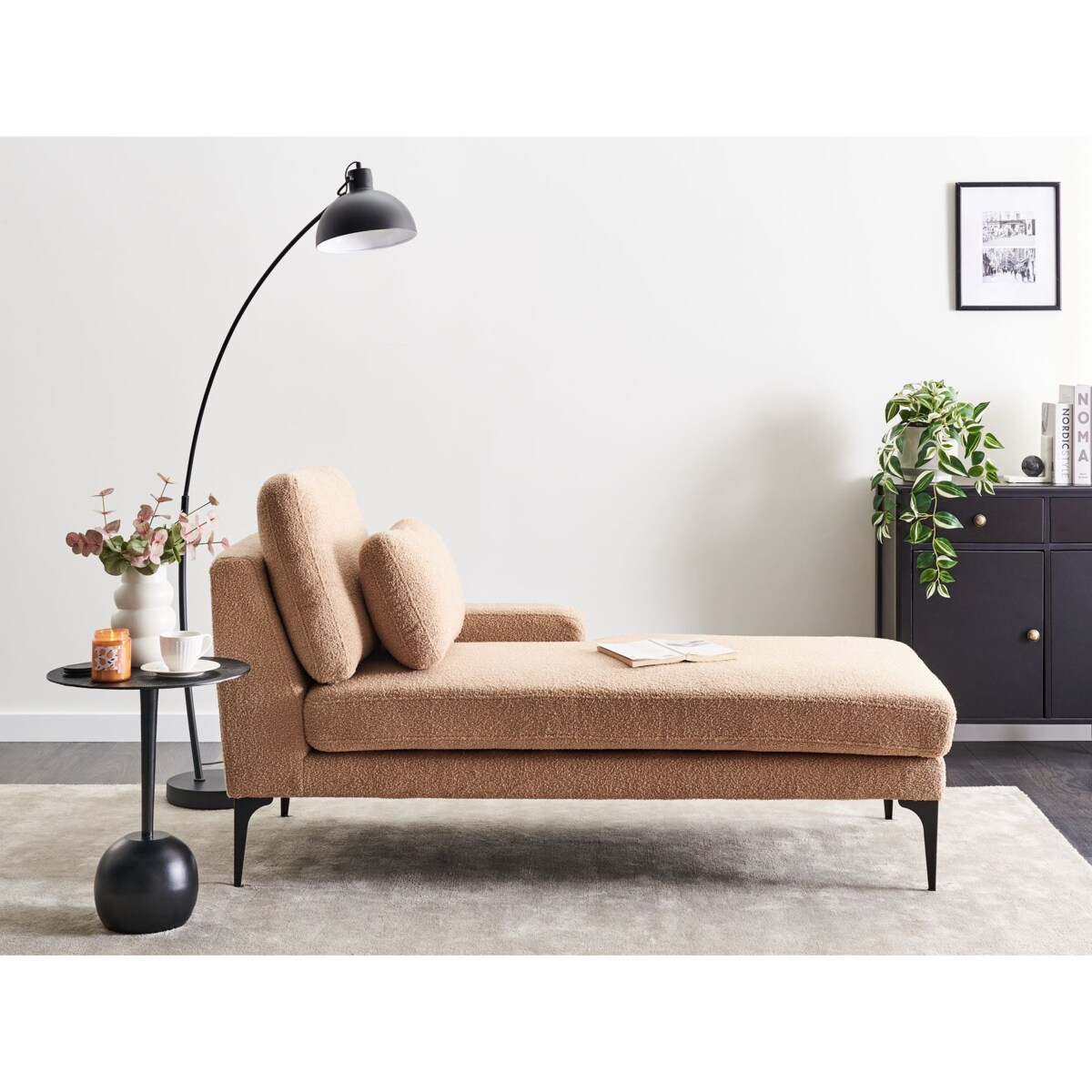 Szezlong boucle lewostronny piaskowy EWRON