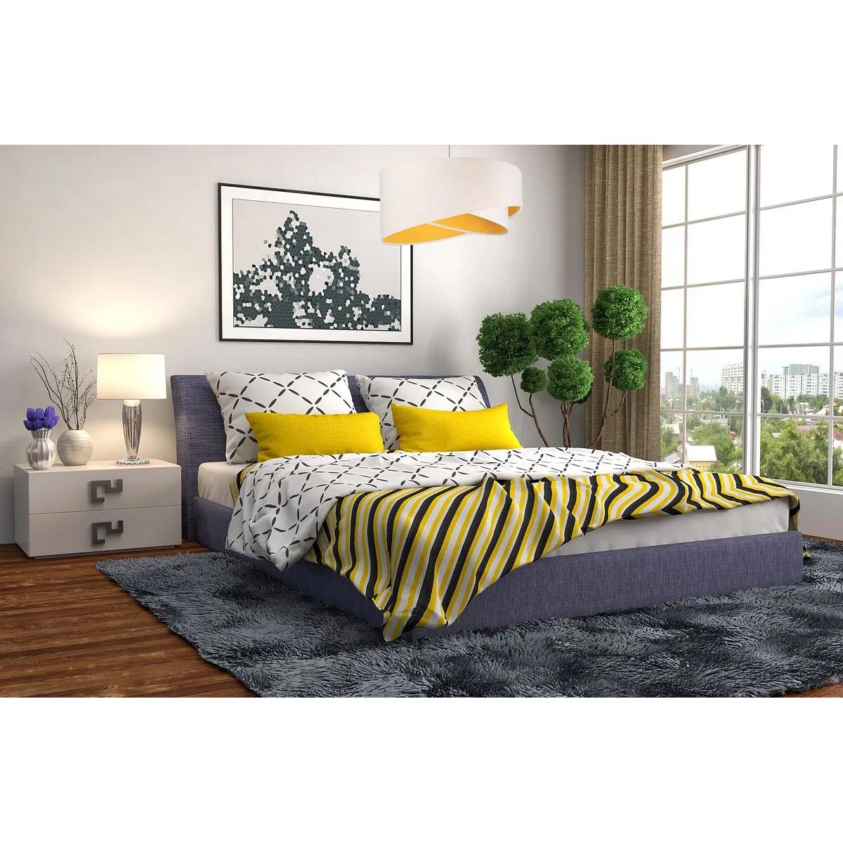 Lampa wisząca GEMSTONE WHITE biała/żółta