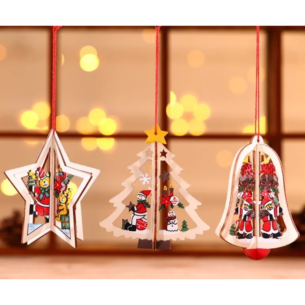 Bombki Na Choinkę Drewniane Ozdoba Do Stroika 1Szt