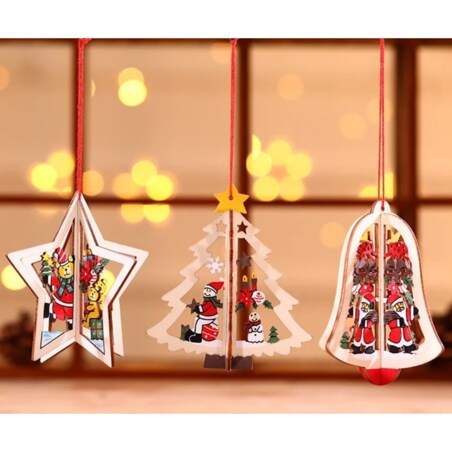 Bombki Na Choinkę Drewniane Ozdoba Do Stroika 1Szt