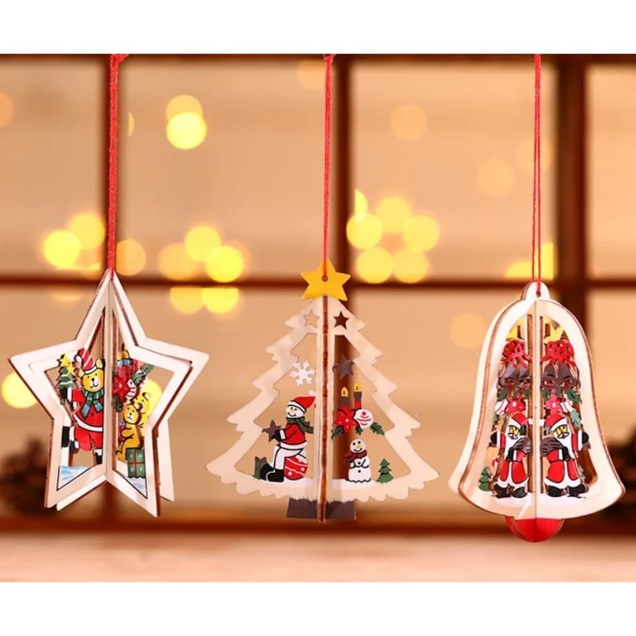 Bombki Na Choinkę Drewniane Ozdoba Do Stroika 1Szt