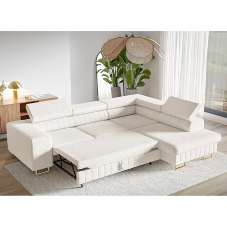 Narożnik NOLA do salonu, na złotych nogach-prawostronny-Catch Me 01-mleczny