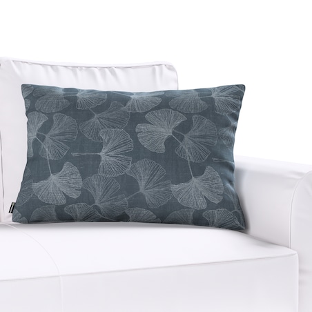 Poszewka Kinga na poduszkę prostokątną 60x40 szaro-srebrne liście miłorzębu na grafitowym tle