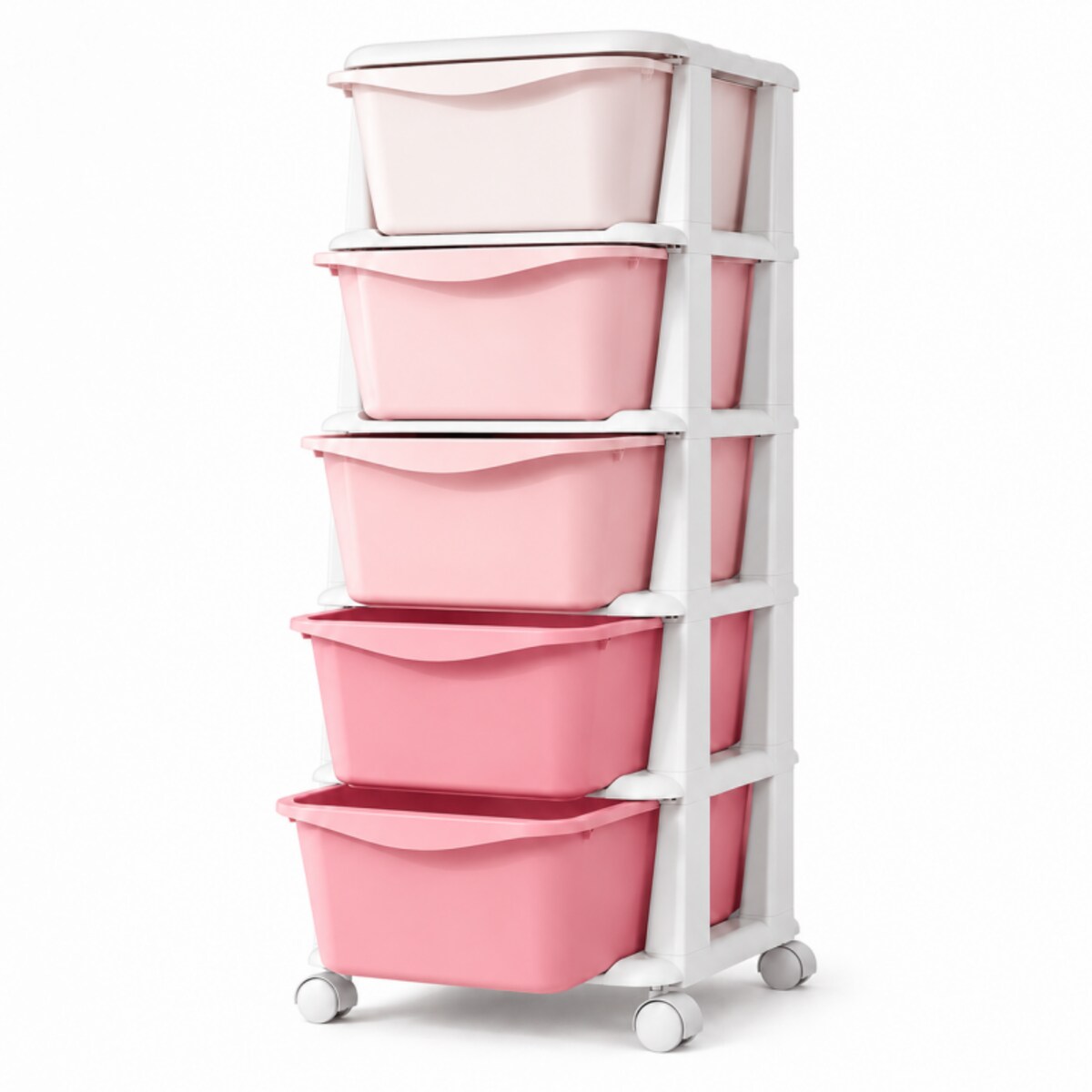 Plastikowy regał na kółkach szafka szuflady szafa 97x38x37cm OMBRE różowy PO24