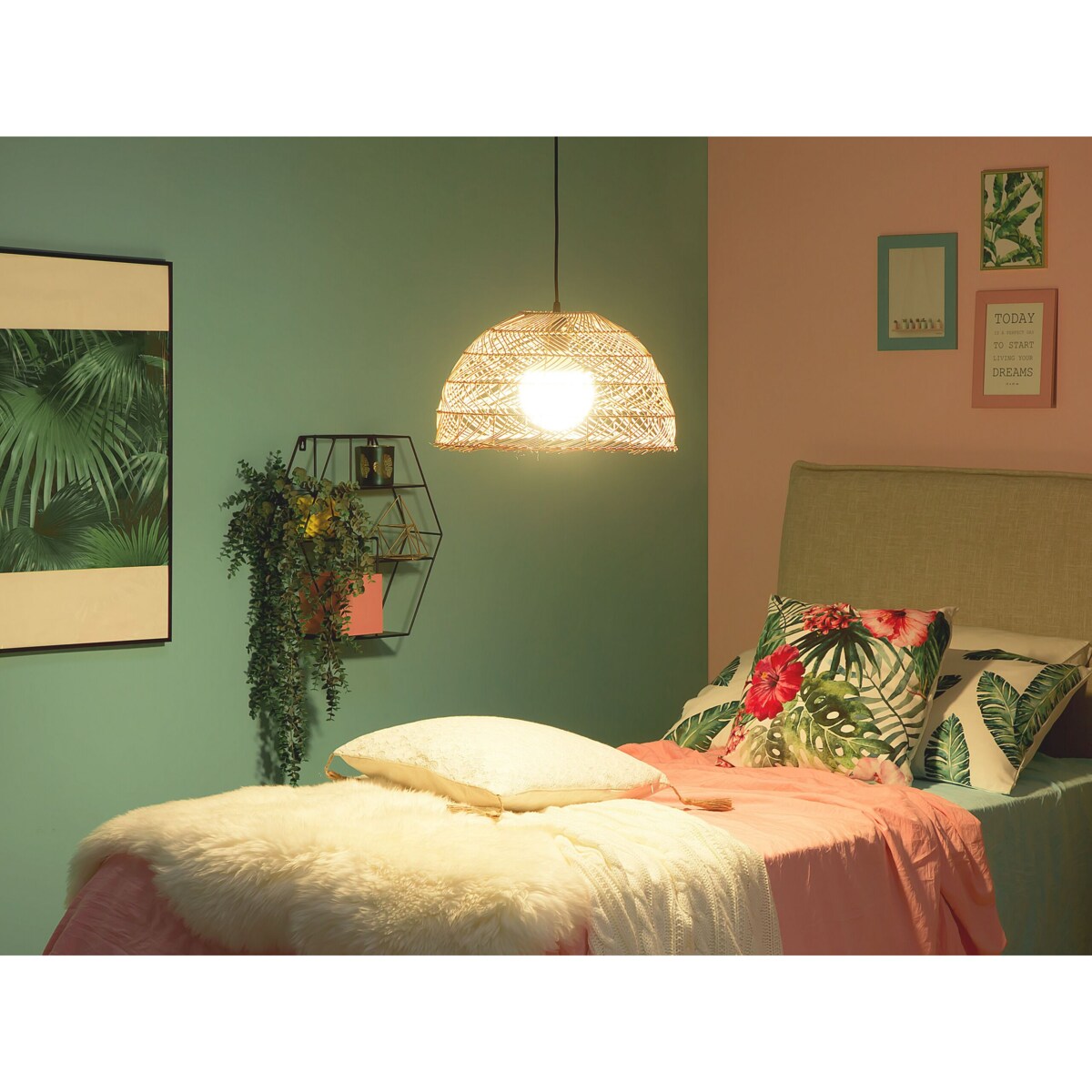 Lampa wisząca rattanowa naturalna SELENGE