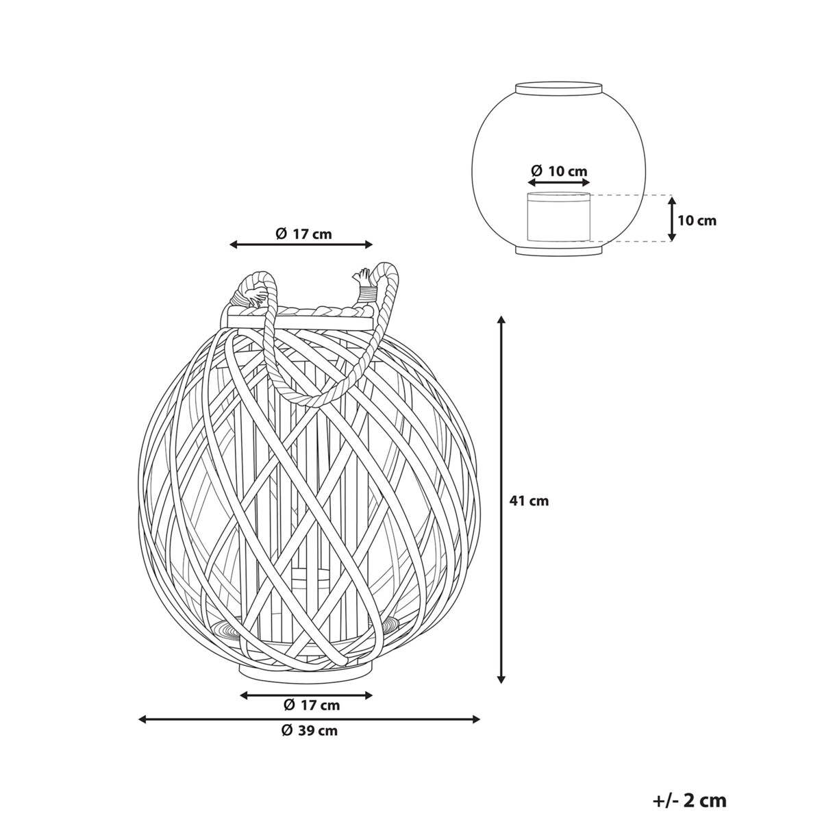 Lampion drewniany 41 cm czarny SAMOA