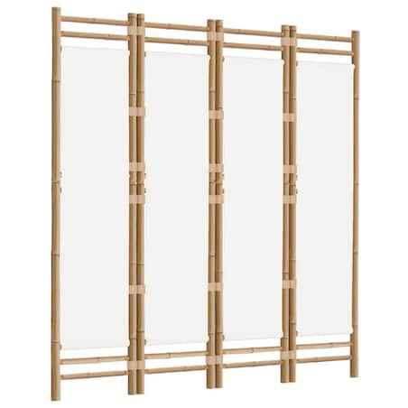 vidaXL Składany parawan 4-panelowy, 160 cm, bambus i płótno