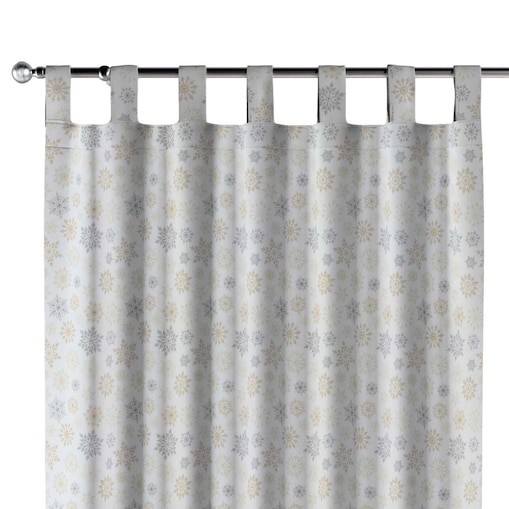 Zasłona na szelkach 1 szt. 130x245 złote, srebrne gwiazdy na białym tle
