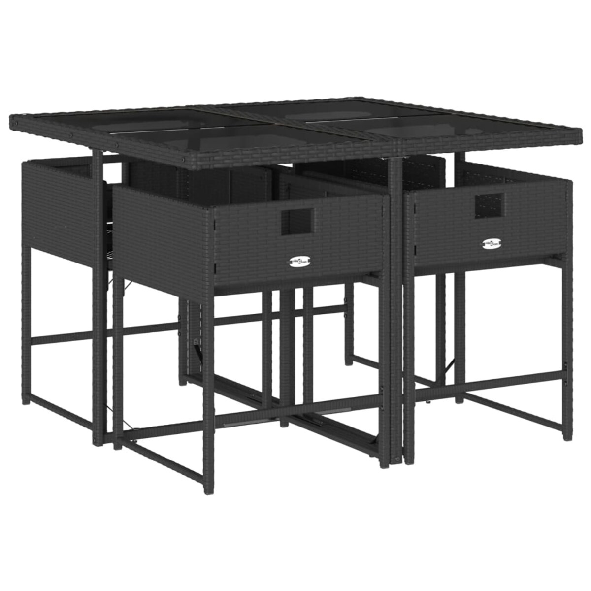 vidaXL 5-cz. zestaw mebli ogrodowych z poduszkami, czarny, polirattan