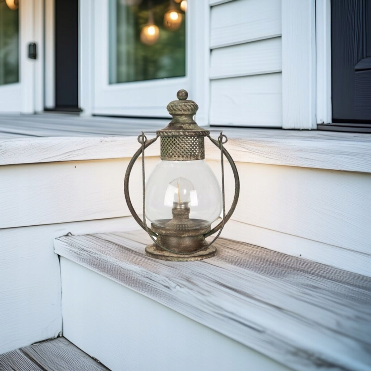 LAMPION LATARNIA LED RETRO METALOWY SZKLANY ŚWIĄTECZNY DO SALONU DOMU