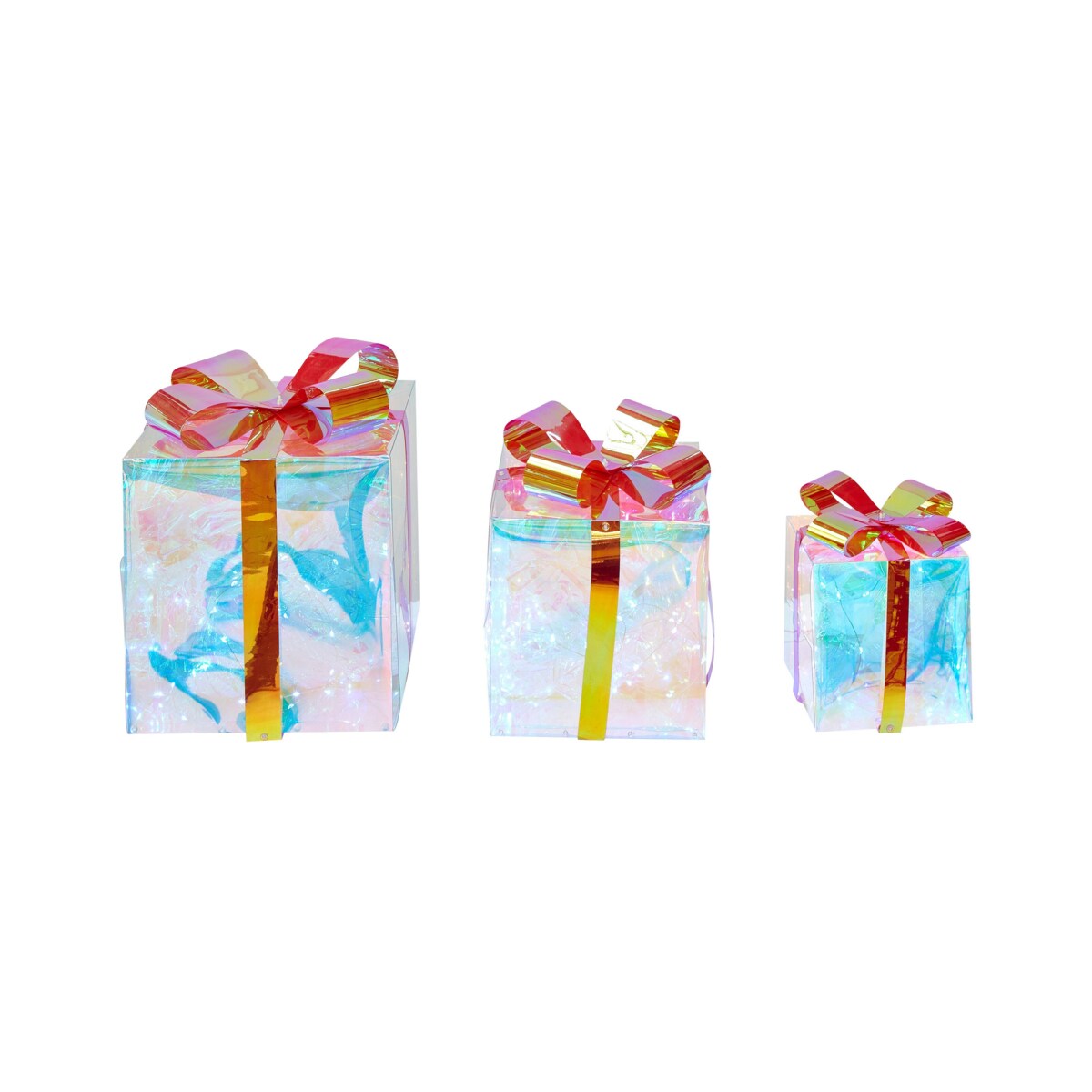 Zestaw 3 dekoracji LED prezenty świąteczne 25 cm wielokolorowy CAPELLA