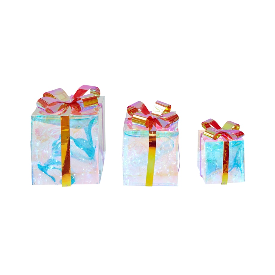 Zestaw 3 dekoracji LED prezenty świąteczne 25 cm wielokolorowy CAPELLA