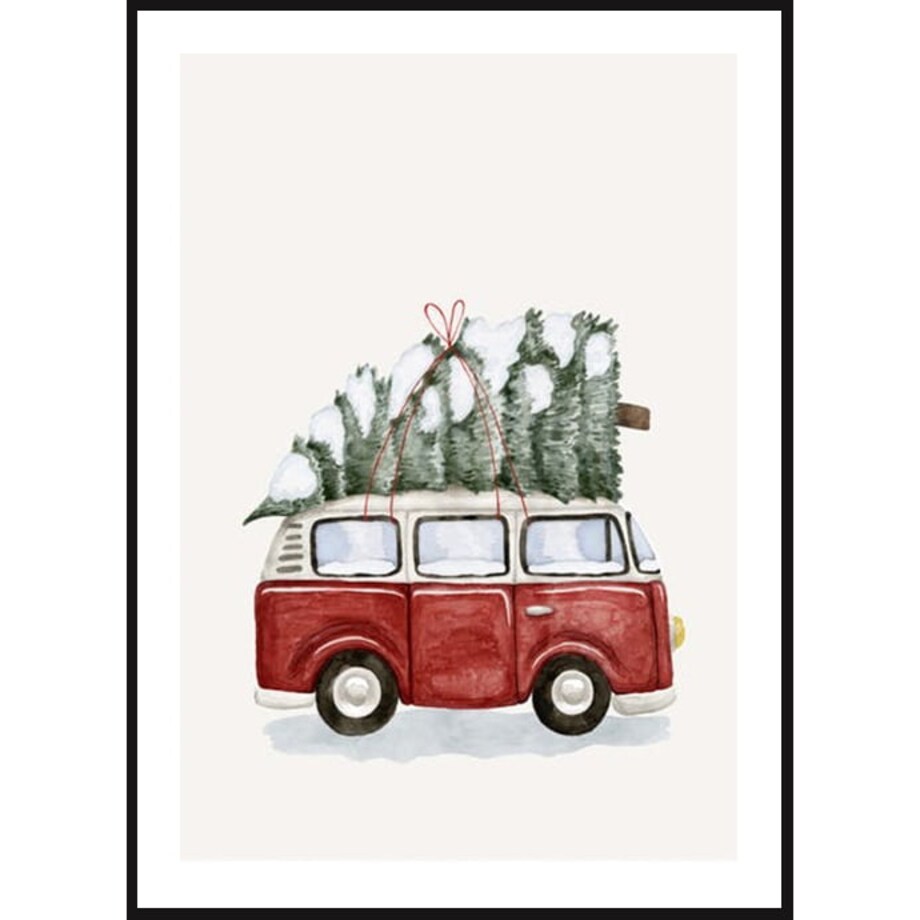 Poster Story, Plakat, Obraz - Świąteczny Van z Choinką, wymiary 30 x 42 cm
