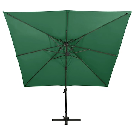 vidaXL Parasol wiszący z podwójną czaszą, 300x300 cm, zielony
