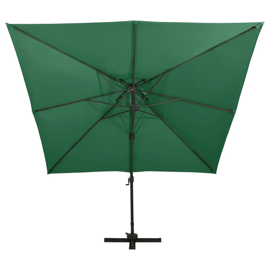 vidaXL Parasol wiszący z podwójną czaszą, 300x300 cm, zielony