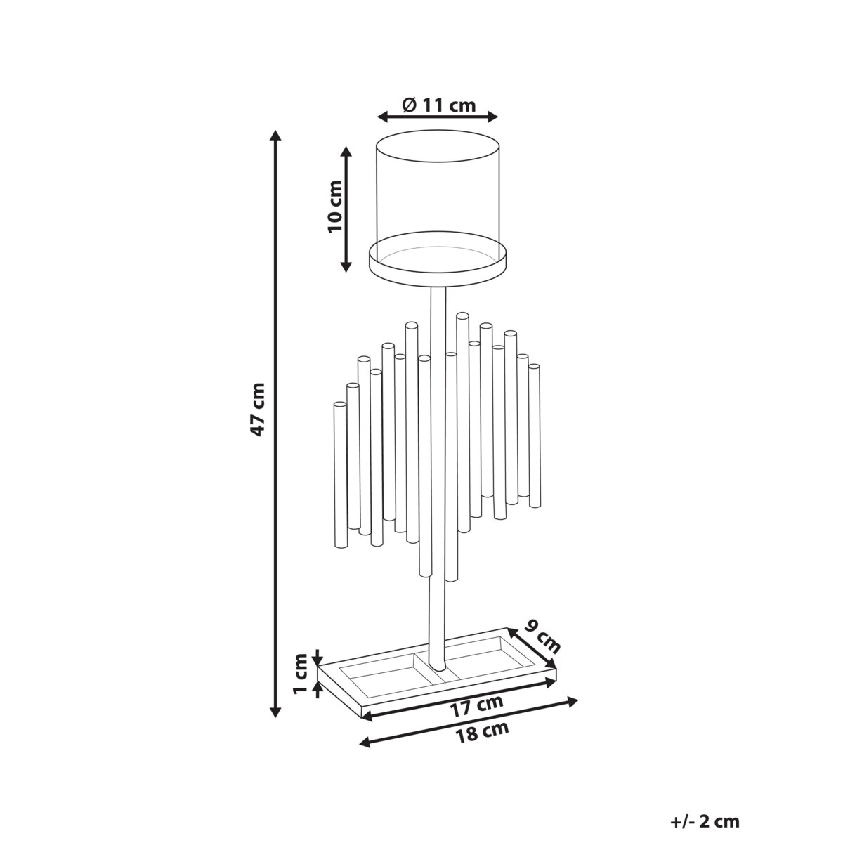 Świecznik metalowy 47 cm złoty NIAS