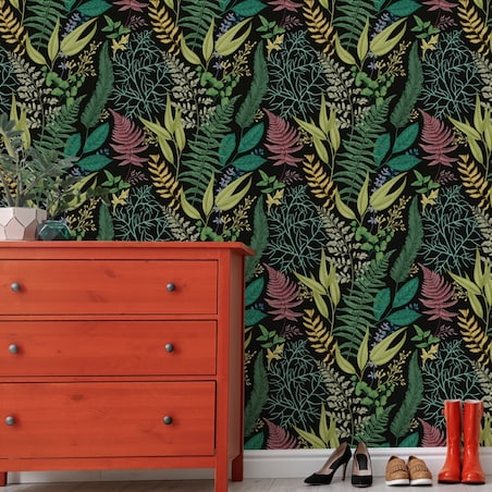 Tapeta Kolorowe Rośliny LIŚCIE Paproć Kwiaty