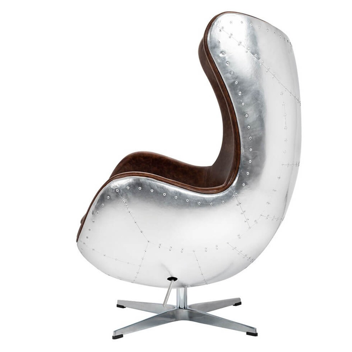 Nowoczesny fotel Egg KH1501100205 metal ekoskóra brązowy, King Home