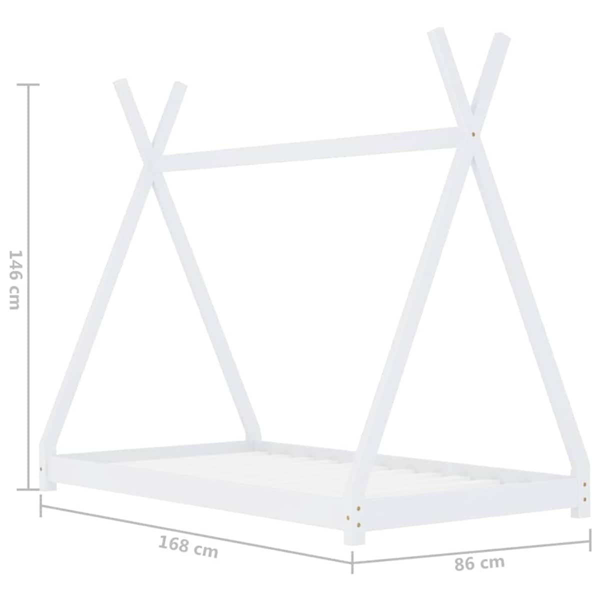 vidaXL Rama łóżka dziecięcego, biała, lite drewno sosnowe, 80 x 160 cm