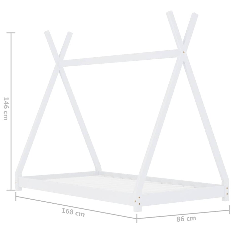vidaXL Rama łóżka dziecięcego, biała, lite drewno sosnowe, 80 x 160 cm