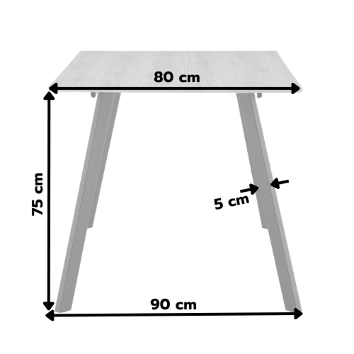 Stół prostokątny loft 120x80 Floriano, jasne drewno, czarne metalowe nogi