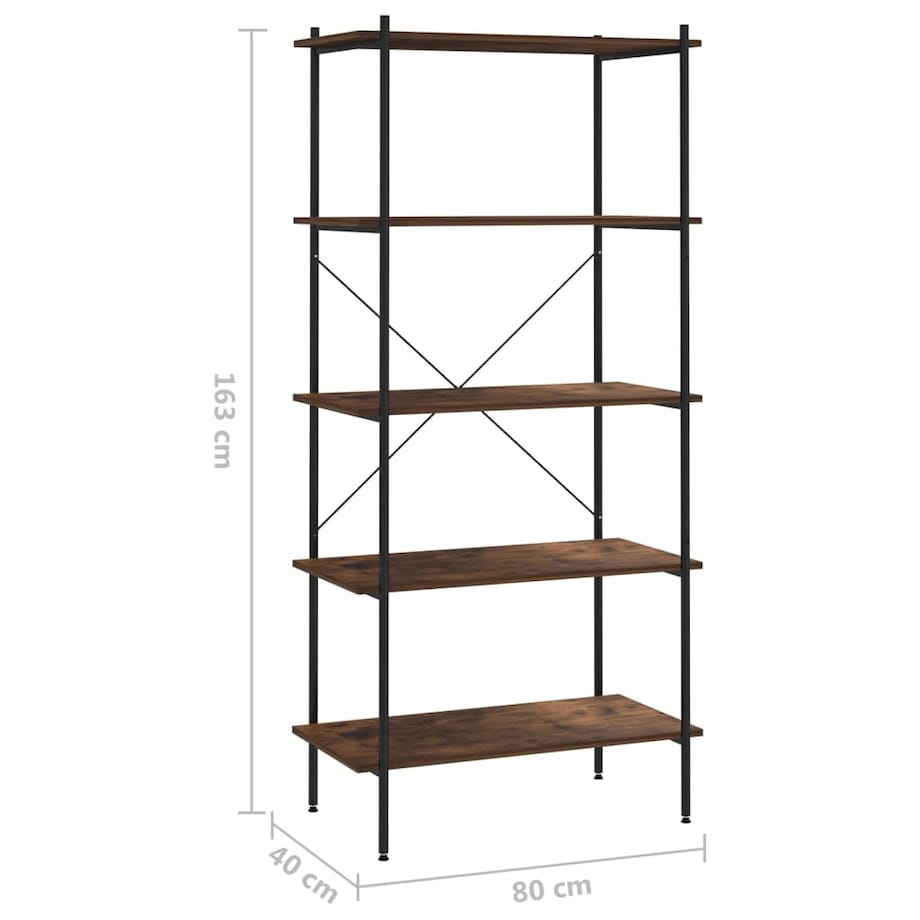 vidaXL 5-poziomowy regał, czarno-naturalny, 80x40x163 cm