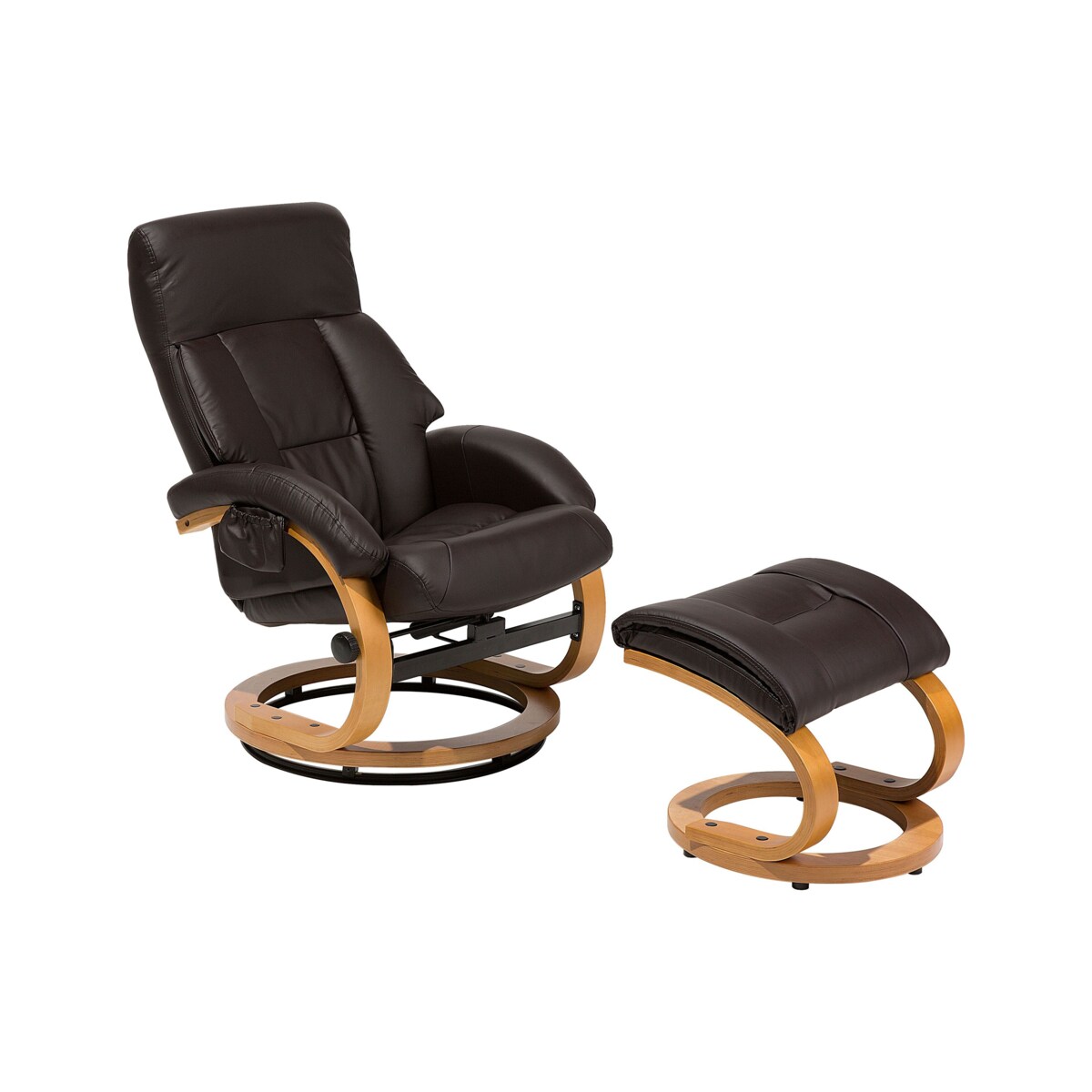 Fotel do masażu podgrzewany z podnóżkiem ekoskóra brązowy FORCE