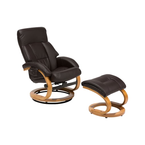 Fotel do masażu podgrzewany z podnóżkiem ekoskóra brązowy FORCE