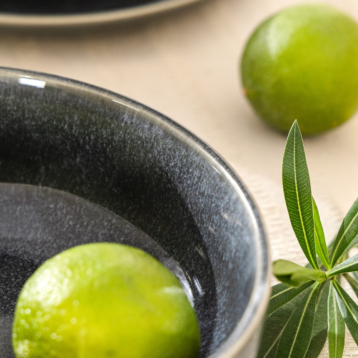 EDA Zestaw śniadaniowy 6 os. (12 el.), niebieski/szary/beżowy