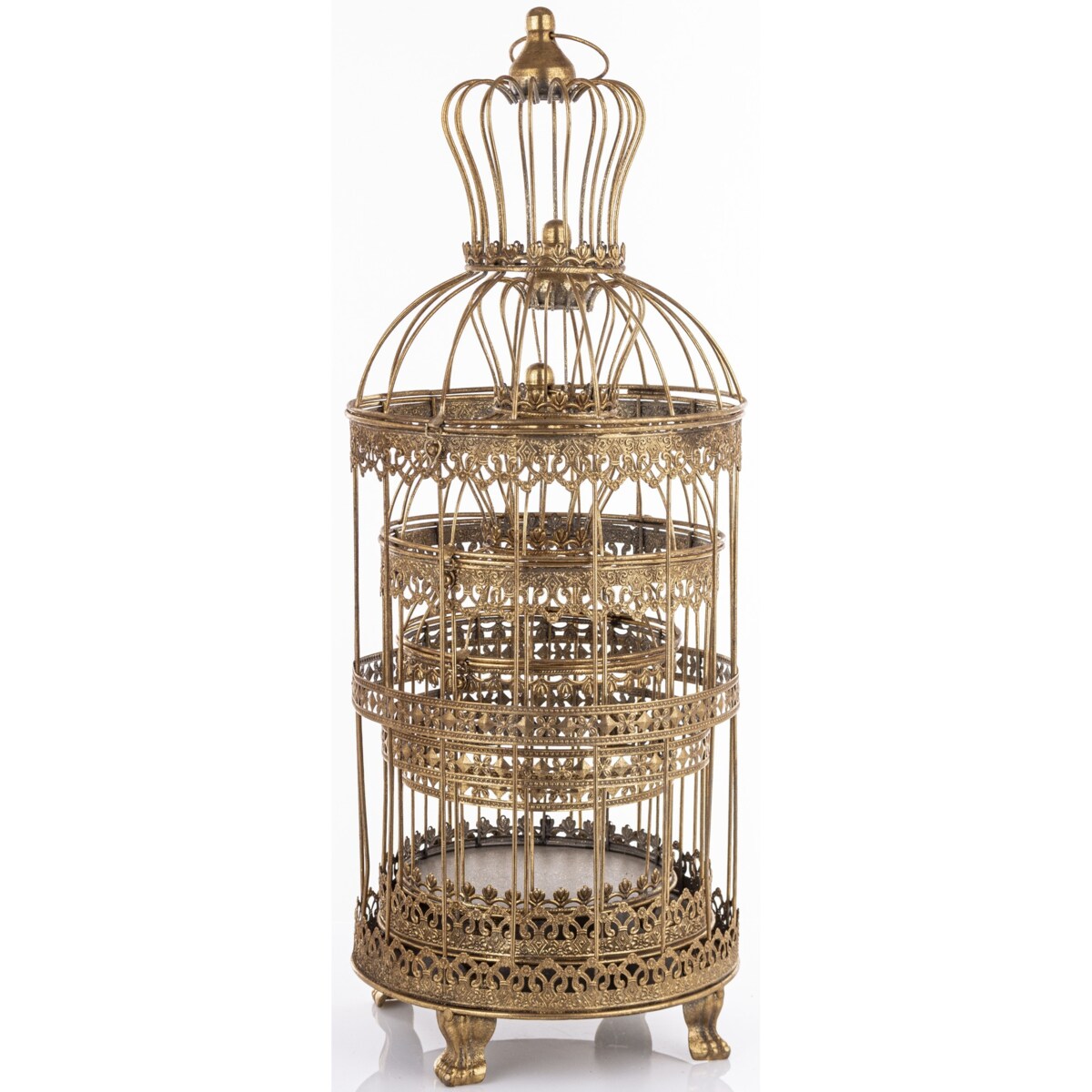 Klatki dekoracyjne metalowe 3 sztuki 47x19x19 i 53x23x23 i 72x26x26 cm złote