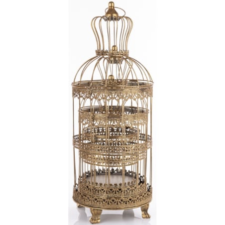 Klatki dekoracyjne metalowe 3 sztuki 47x19x19 i 53x23x23 i 72x26x26 cm złote