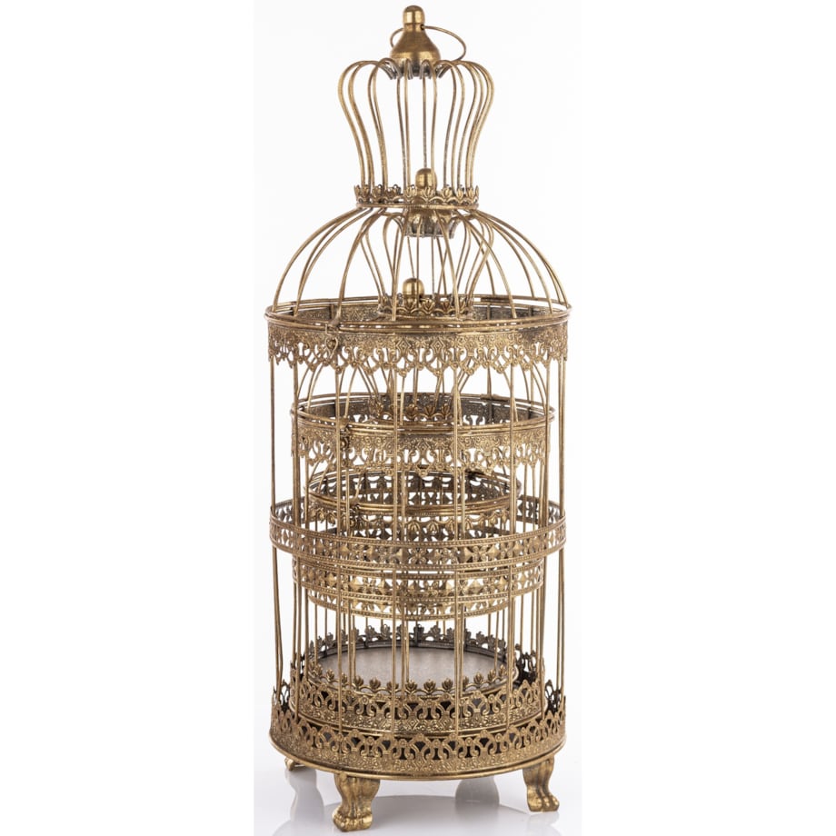 Klatki dekoracyjne metalowe 3 sztuki 47x19x19 i 53x23x23 i 72x26x26 cm złote