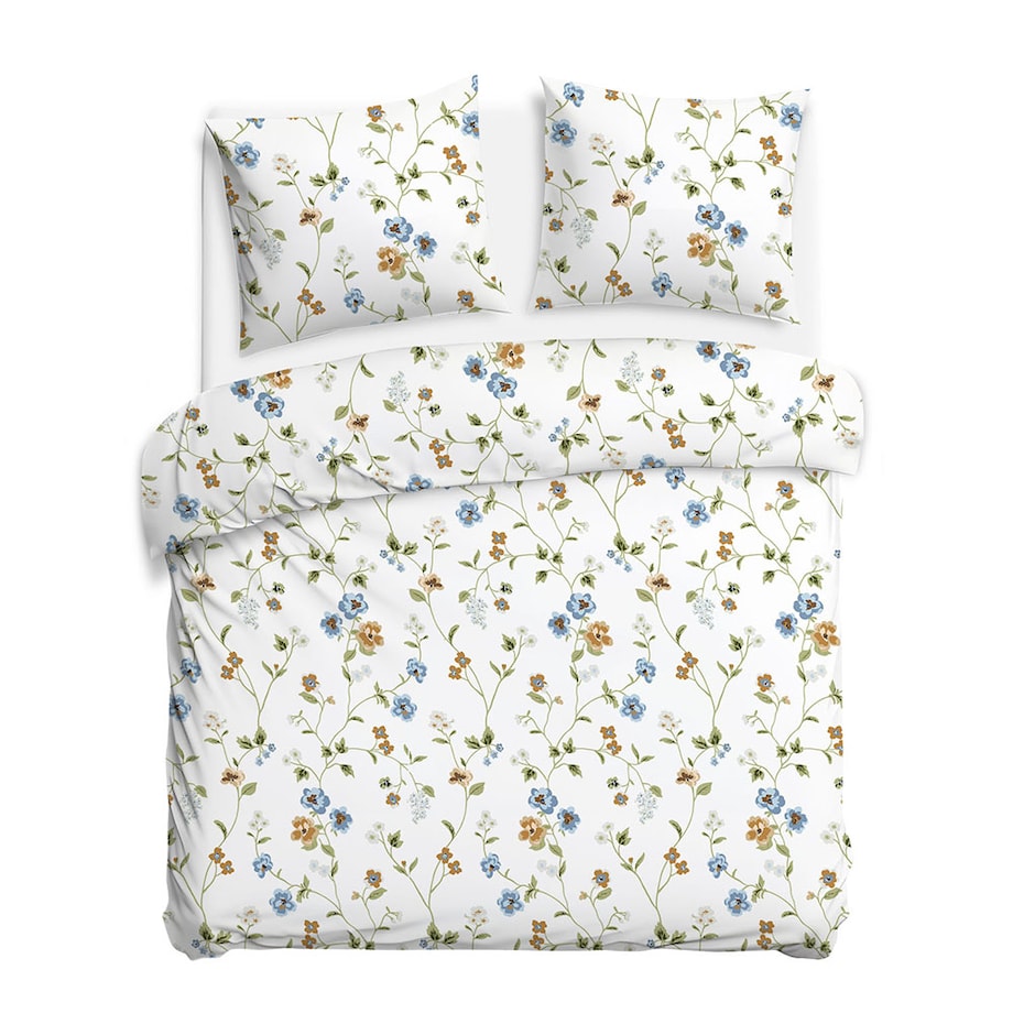 Pościel bawełniana 220x200 Meadowe biała w kolorowe kwiaty, Cottonlove