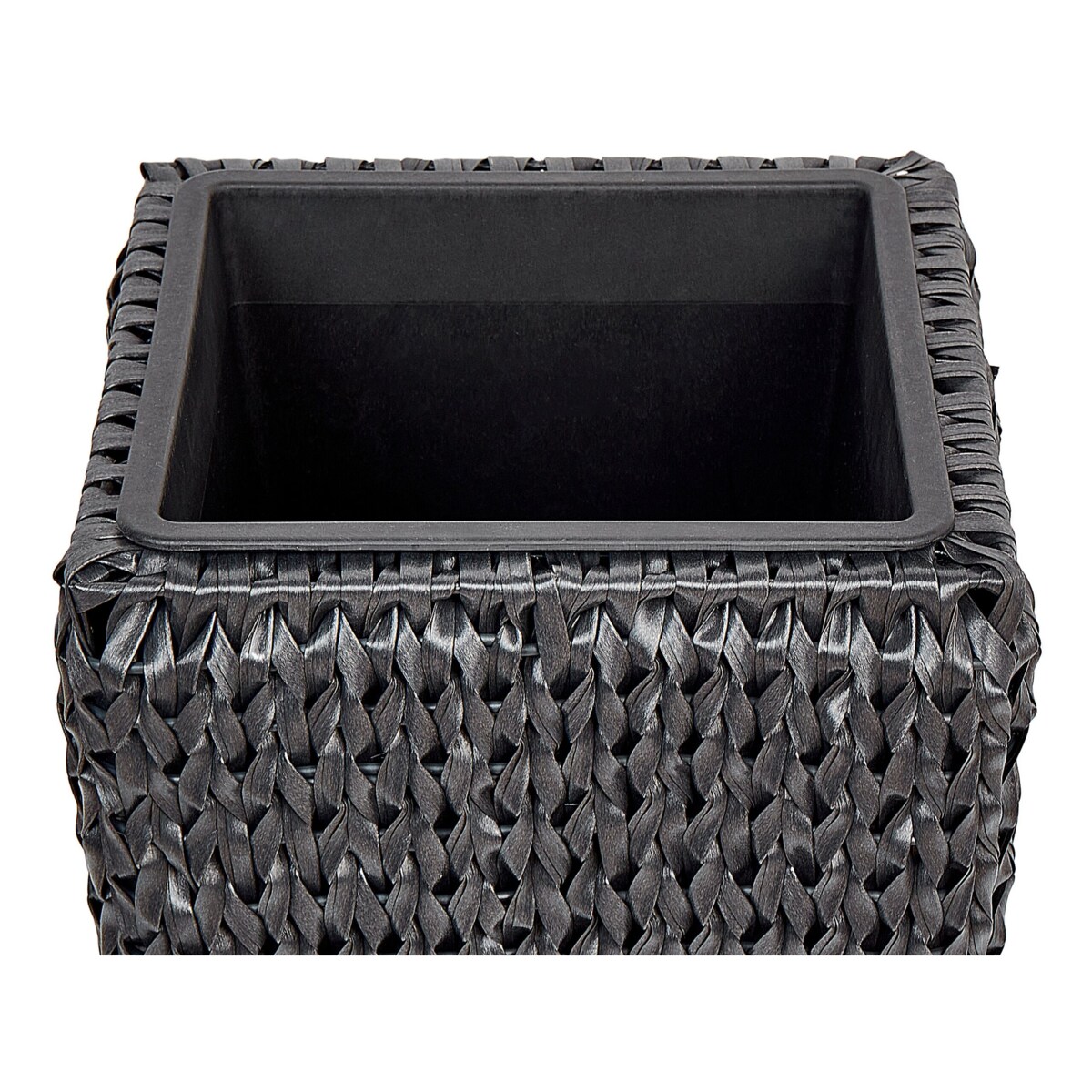 Zestaw 2 doniczek na kwiaty z technorattanu czarny BERBERIS