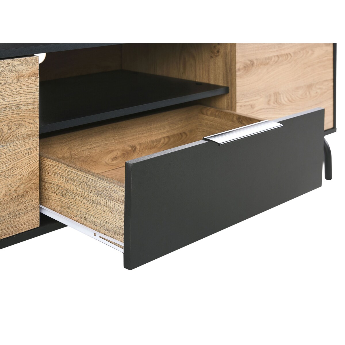 Szafka RTV czarna z jasnym drewnem ARKELY