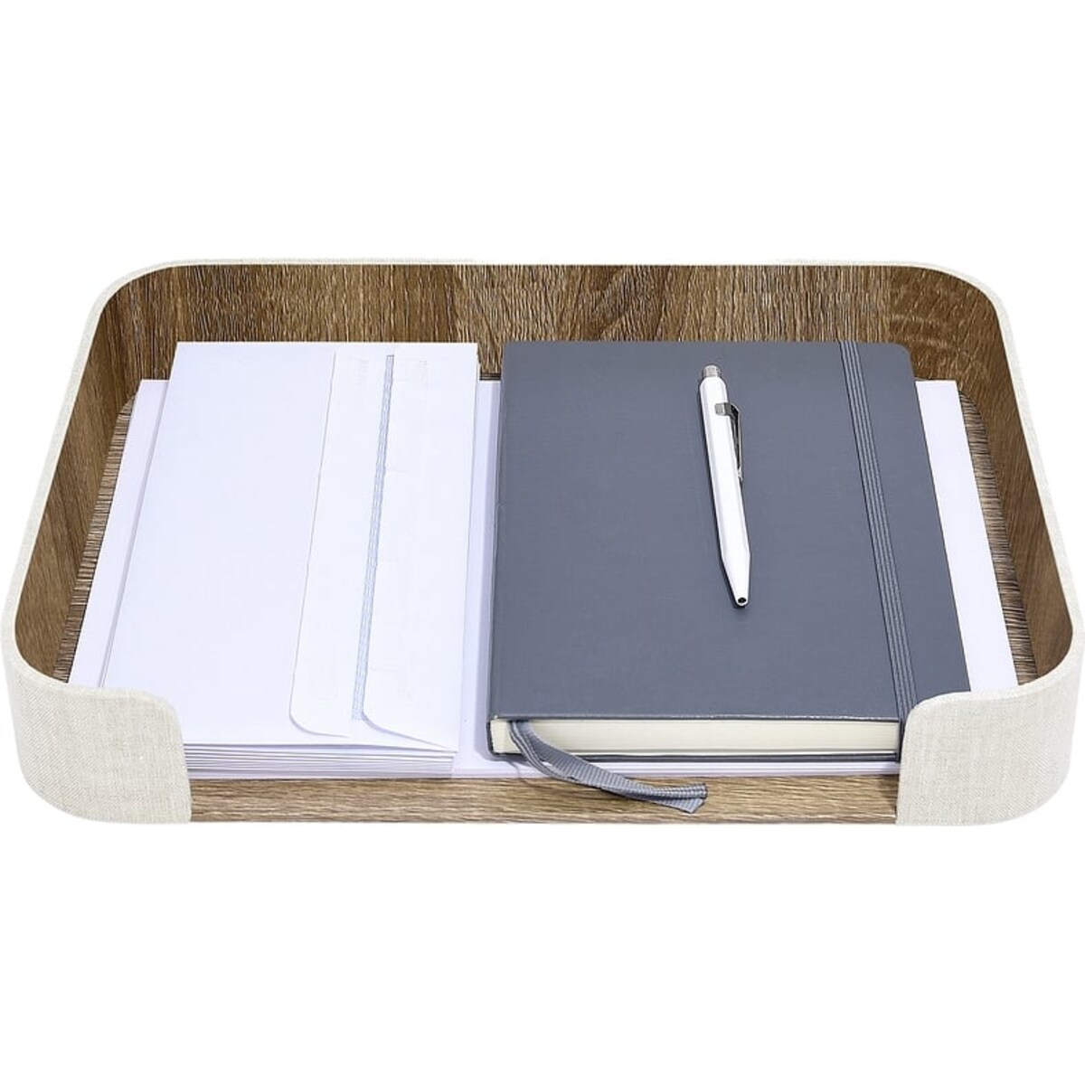 Taca do organizera na biurko Stackers jasnobeżowa lniana