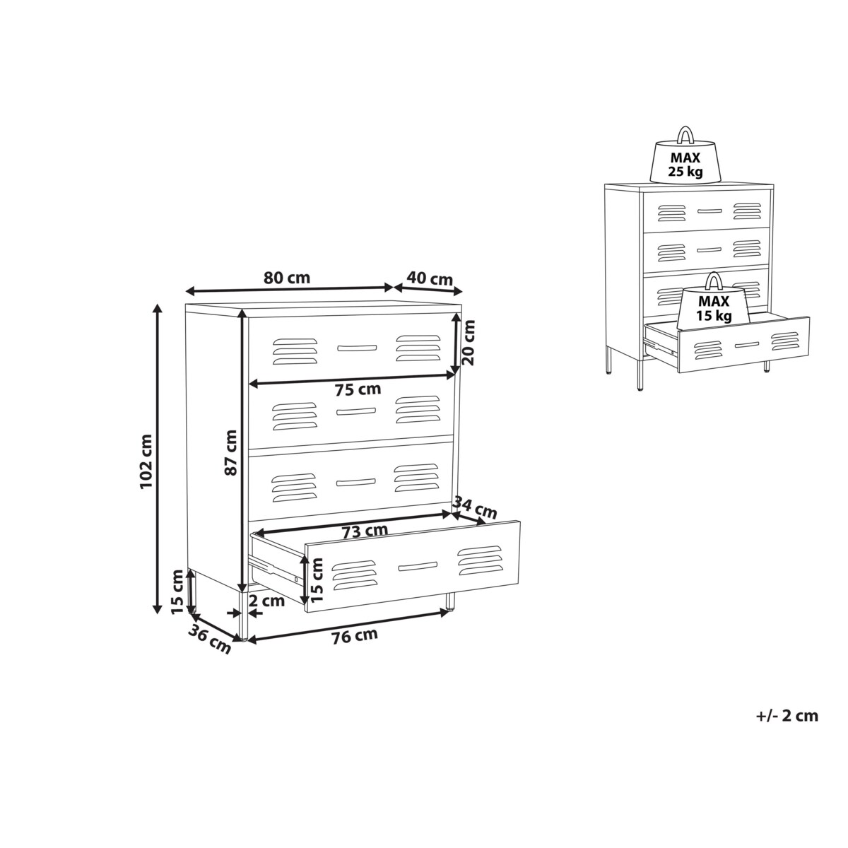 Komoda metalowa biała ENAGO