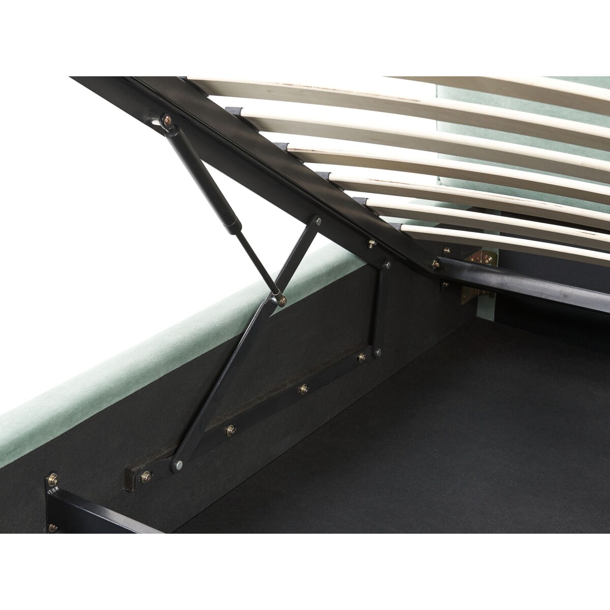 Łóżko z pojemnikiem welurowe 160 x 200 cm zielone BAJONNA