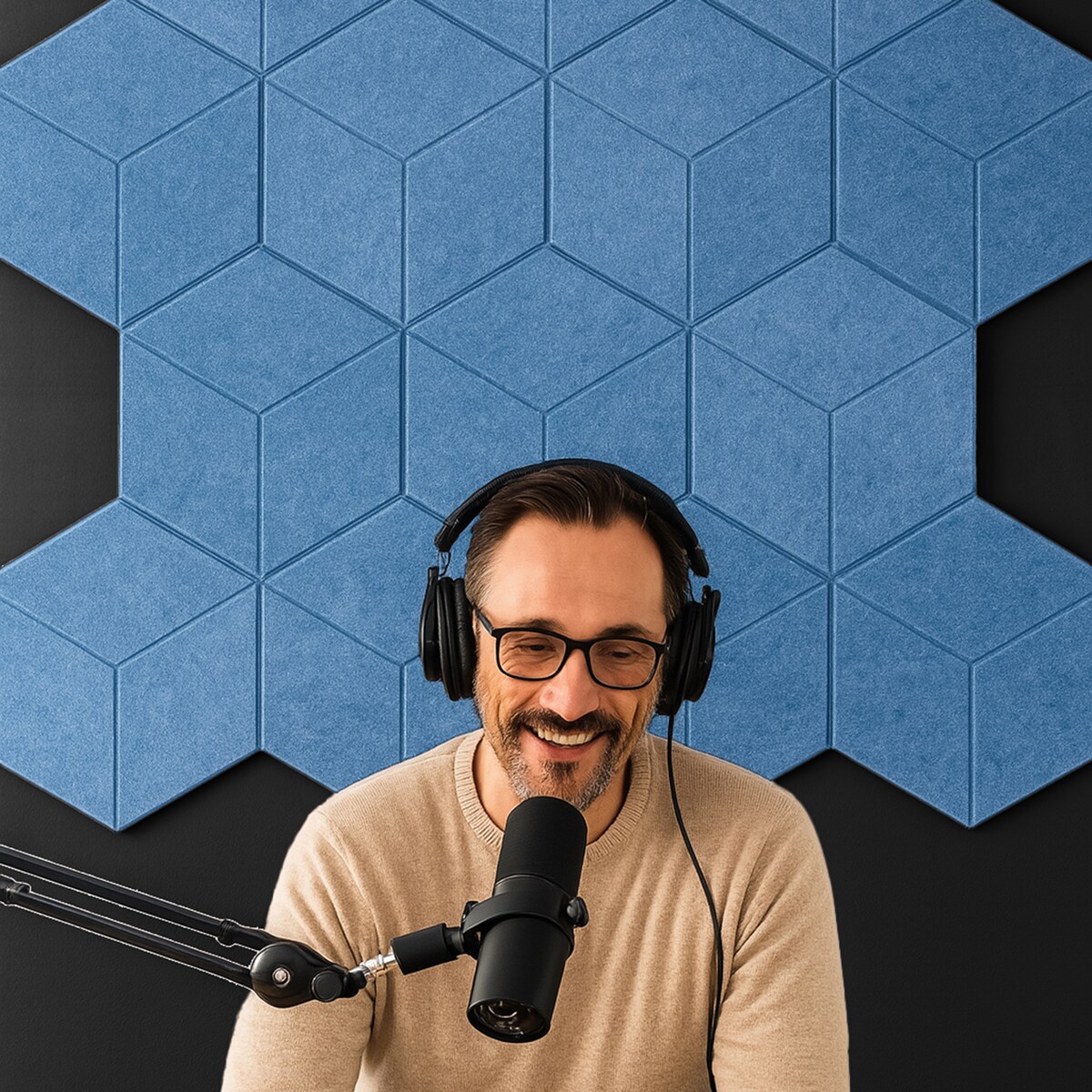 Zestaw 2 szt panel filcowy Felly 40x46 cm płytka heksagon niebieski