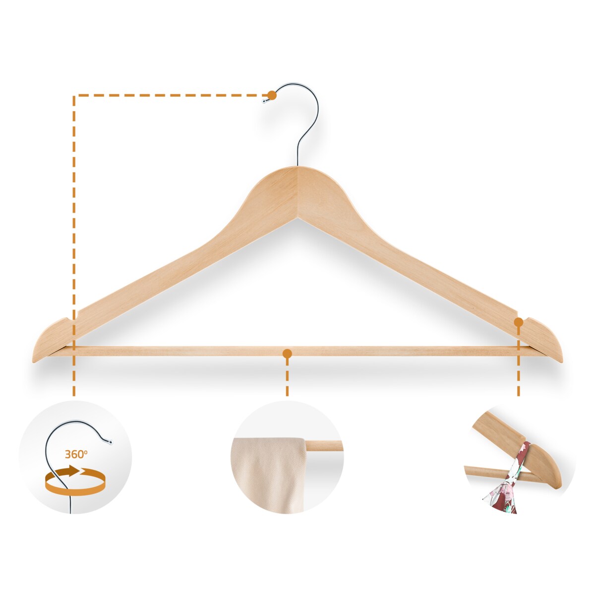 Wieszaki drewniane na ubrania do szafy 30szt wieszak Massido