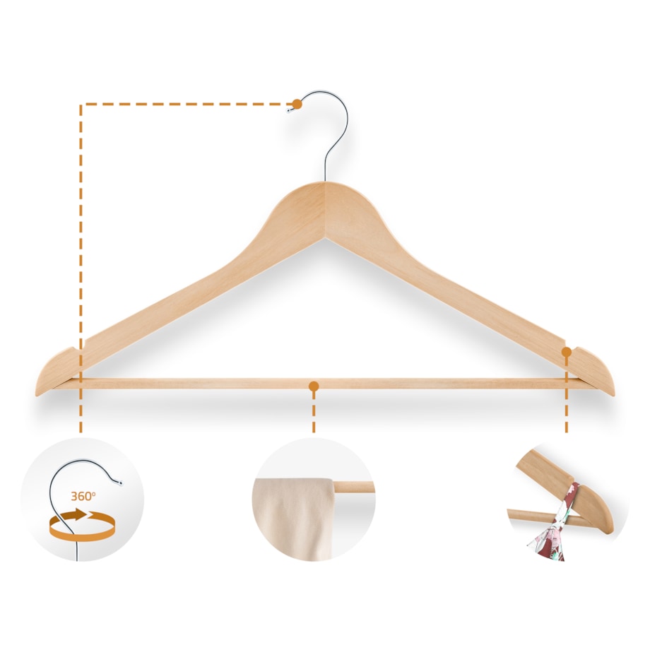 Wieszaki drewniane na ubrania do szafy 30szt wieszak Massido