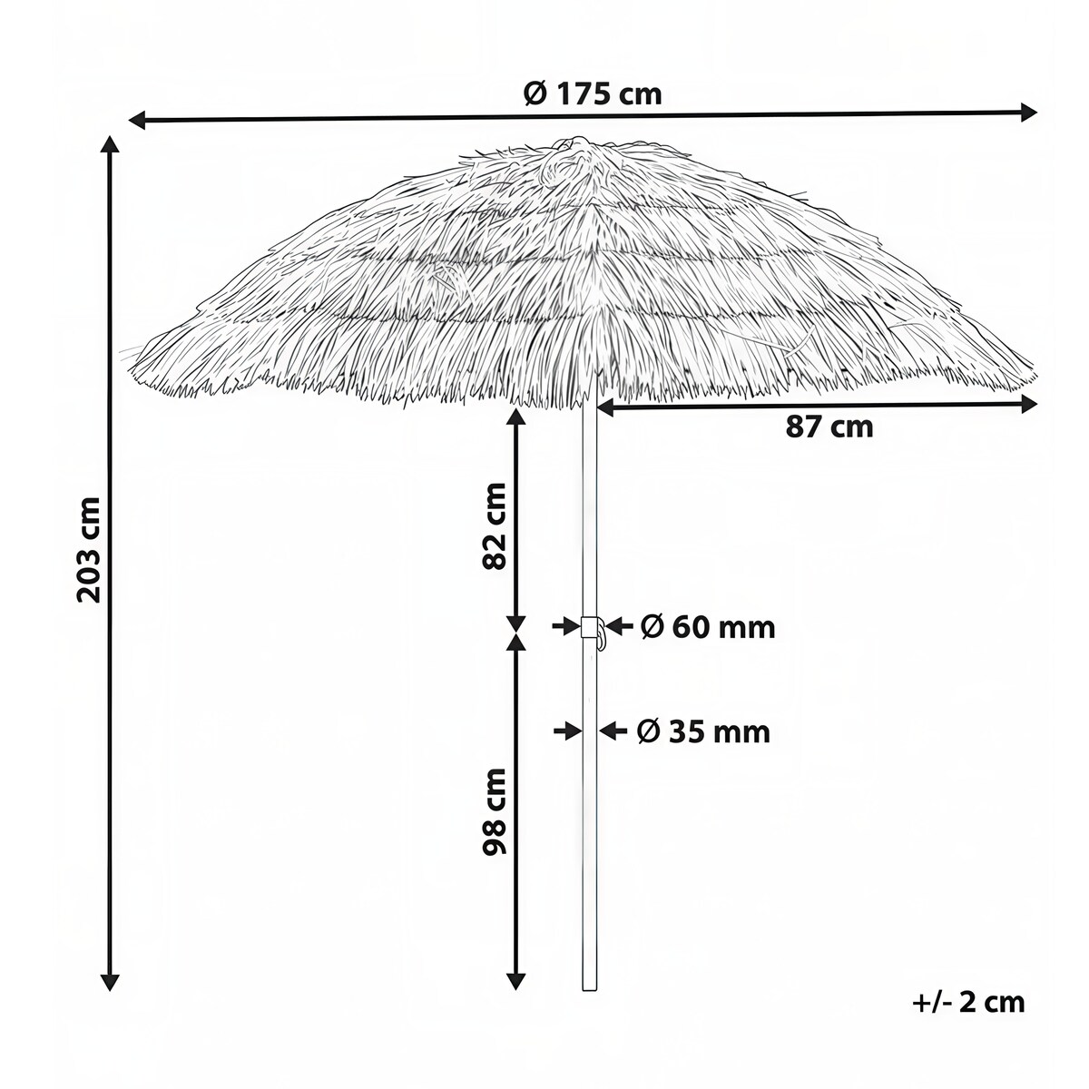 Parasol ogrodowy 175 cm CIVETTA Naturalny