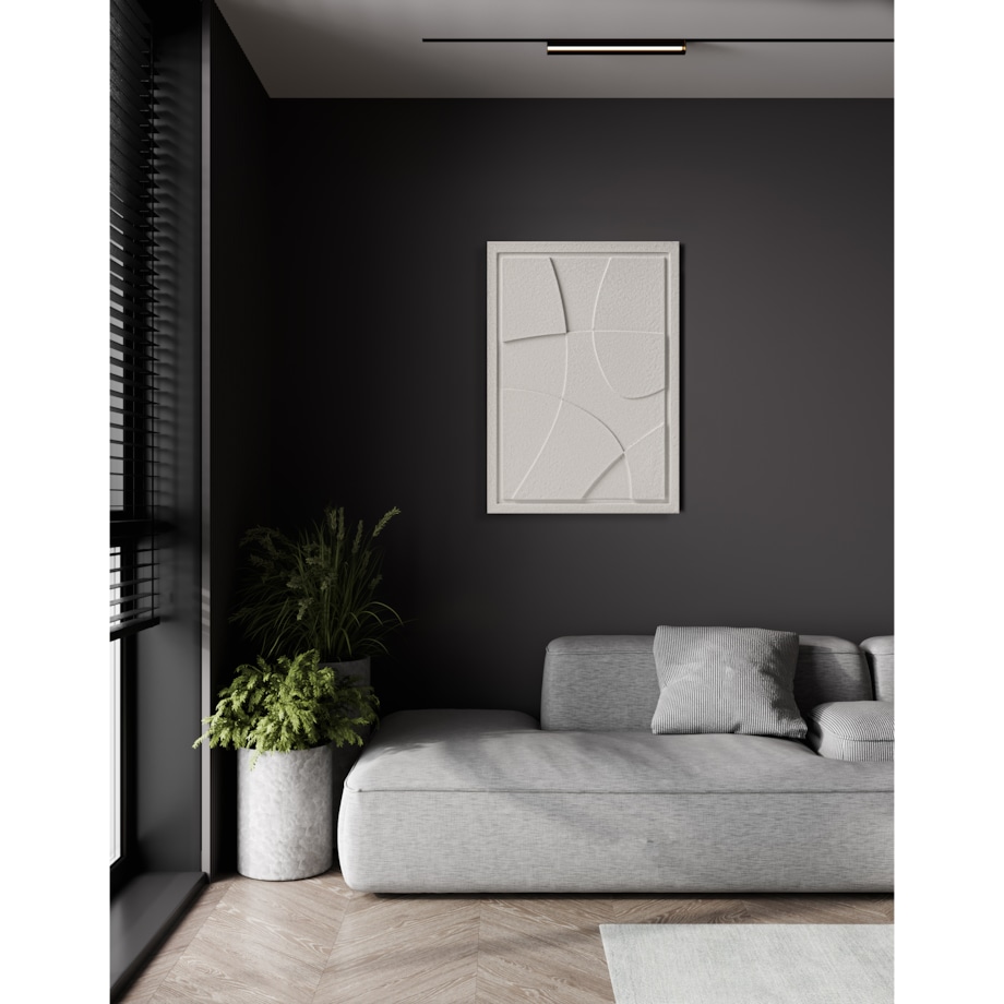 Obraz 3D 50x70cm Abstract I – Dekoracja Ścienna z Tynku Naturalnego, Natural Cream Minimalistyczny Relief