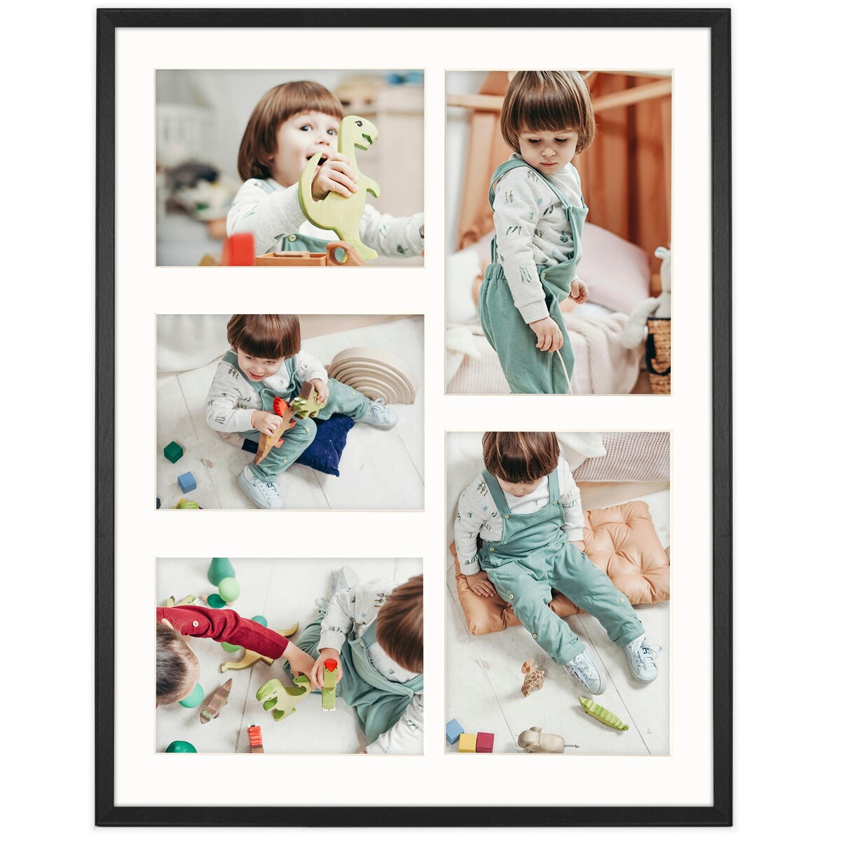 Ramka na zdjęcia 2x 15x21 3x 13x18 czarna galeria na 5 zdjęć multirama 40x50 cm FRAMAI