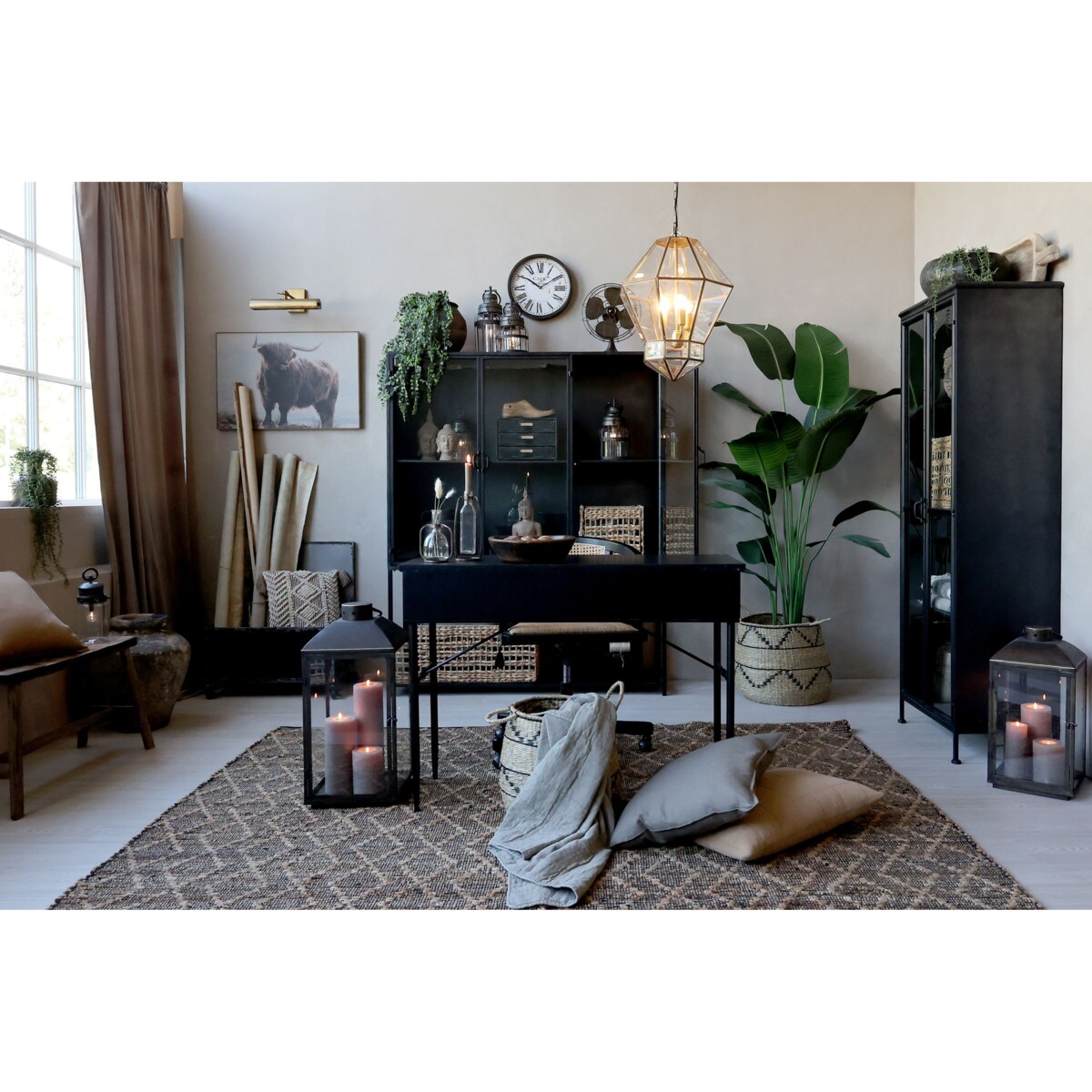 Witryna metalowa loftowa trzydrzwiowa 175x140x39,5 cm