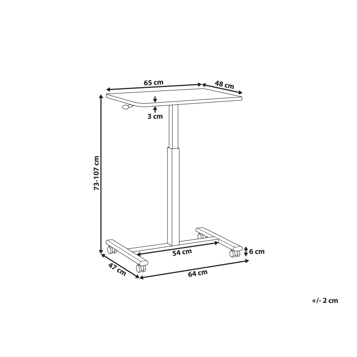 Regulowany stolik pod laptopa 65 x 48 cm ciemne drewno ACADEMIA